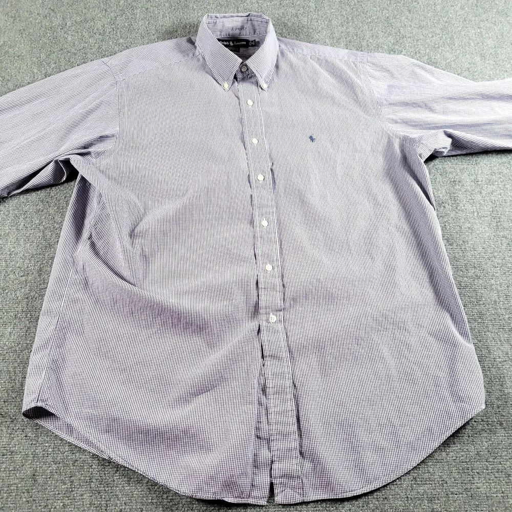 Ralph Lauren Shirt Men 17-36/37 Yarmouth Purple Check Button Down Pony Hong Kong - Picture 2 of 9